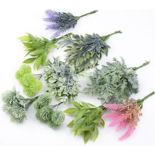 6pcs Plastic Artificial Plants Wedding Decorative Flowers Brooch Vases for Home Decor Christmas Garland Accessories