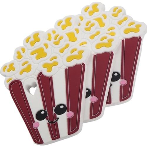 Chenkai 5PCS Silicone Popcorn Teether Smoothing Cartoon Pacifier For Baby Sensory Nursing Necklace Bracelet Jewelry Accessories