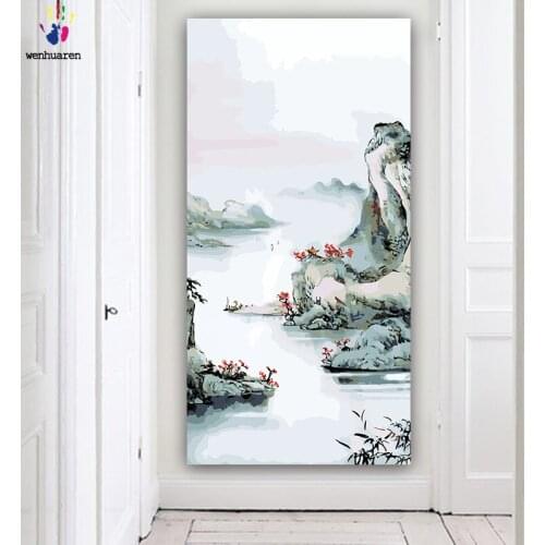 DIY colorings pictures by numbers with colors Landscape birds Chinese landscape picture drawing painting by numbers framed Home