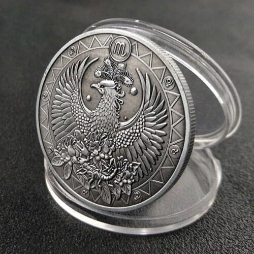 Twelve Constellation Zodiac Silver Commemorative Coins Euro Astrology Scorpio Tarot Wishing Sun God Lucky Love Souvenir Medals