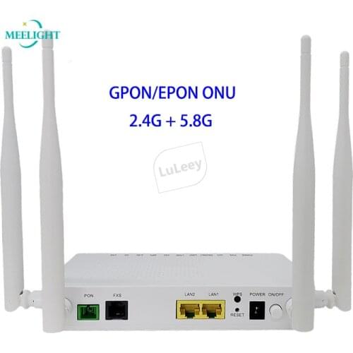 3pcs 2.4G 5.8G Dual frequency antenna 2 port ONU XPON 2GE 1FXS WIFI support GPON/EPON optical terminal equipment