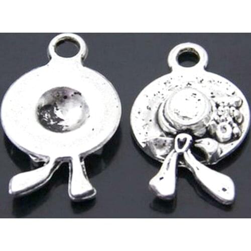 8Pcs 25*15mm Antique Silver Plated Alloy Elegant Lady Hat Charms Pretty Necklace Bracelet Charms For DIY Jewelry Making Findings