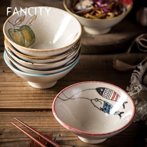 FANCITY Porcelain bowl, household meal, ceramic bowl, rice bowl, dessert bowl