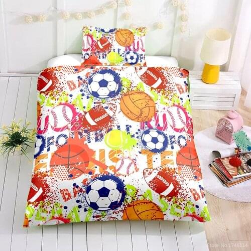 Football Soccer Basketball 3D Cartoon Printed Bedding Set 2/3pcs Duvet Cover Set Bed Linens Home Textile for Bedroom Decor Gift