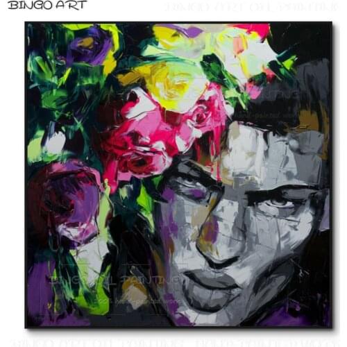 Artist Hand-painted High Quality Abstract Figure Man with Flowers Oil Painting on Canvas Multiple Colors Man Figure Oil Painting
