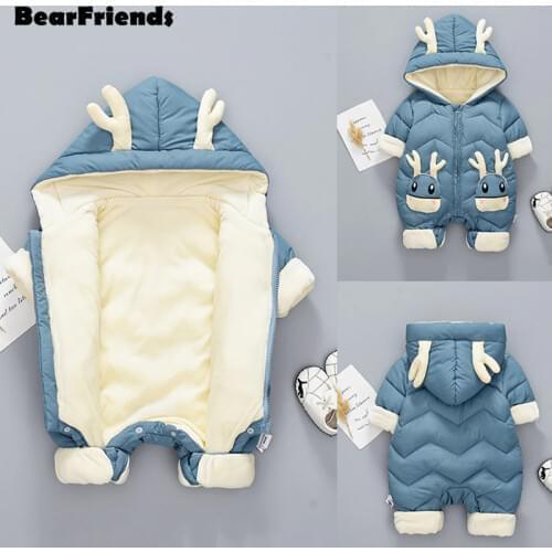 2020 New born Baby Girl clothes Winter Snowsuit Plus Velvet Thick Baby Boys Jumpsuit 0-3 Years Romper boy Overalls Toddler Coat