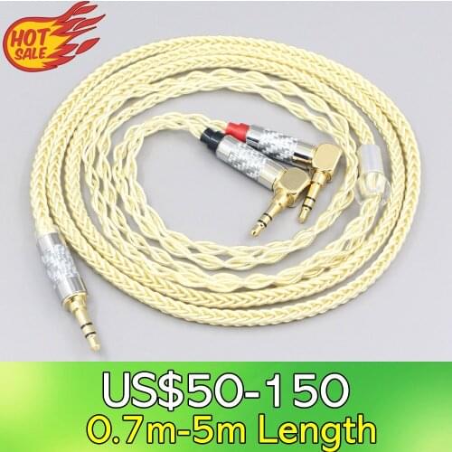 LN007626 8 Core Gold Plated + Palladium Silver OCC Alloy Cable For Verum 1 One Headphone Headset L Shape 3.5mm Pin Earpohone