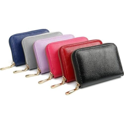 Men Women Business Card Holder PU Leather Credit Card Holder Women Zipper Pocket Unisex Card Case Zipper Coin Purse Mini Wallet
