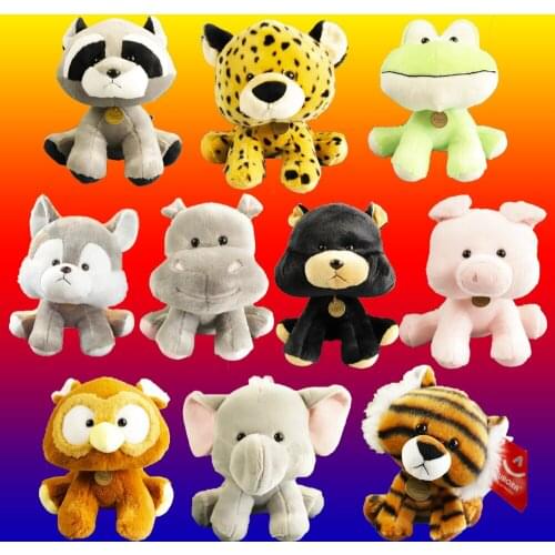 Cute Animal Plush Simulation Pets Fluffy Doll Toys Tiger Frog Raccoon Elephant Husky Pig Plush Soft Doll Kid Baby Birthday Gift