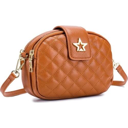 4PCS / LOT Fashion Plaid Small Genuine Leather Ladies Crossbody Bag Shopping Shoulder Bags