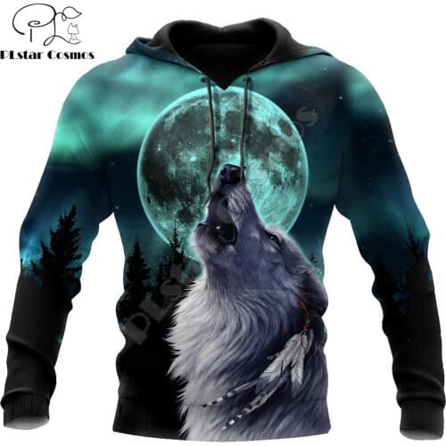 Brand Fashion Hoodies Animal Wolf and Moon 3D All Over Printed Mens Hooded Sweatshirt Unisex Zip Pullover Casual Jacket DW0211