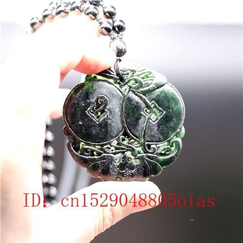 Natural Black Green Chinese Jade Bat Pendant Obsidian Necklace Charm Jewelry Accessories Carved Amulet Gifts for Men