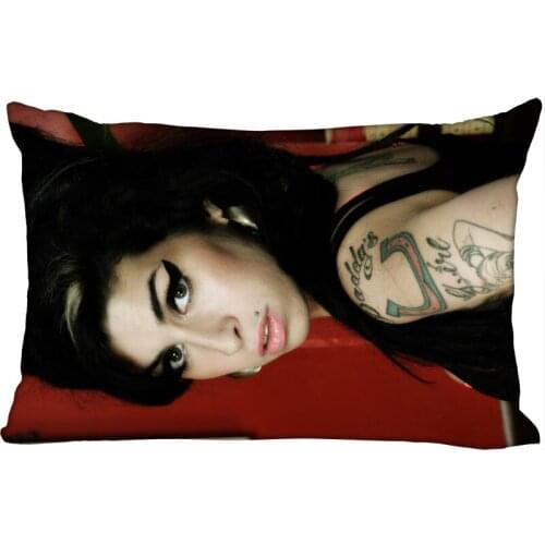 Custom Amy Winehouse Pillowcase Satin Fabric Pillow Cover Rectangle Zipper Pillow Cases Home Office Wedding Decorative 10-10