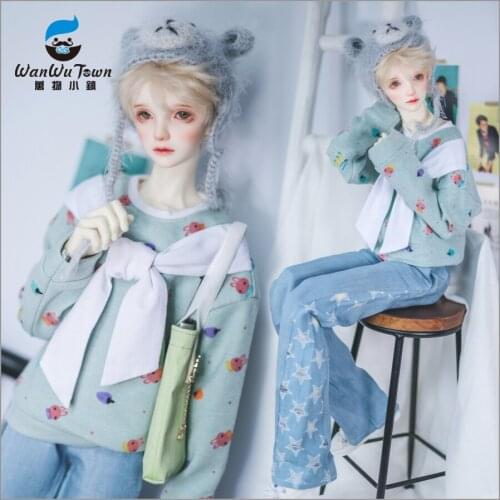 NEW BJD Doll Clothes T-shirt Green Cute Rabbit Pattern Ribbon Sweatshirt for 1/4 1/3 Uncle Doll accessories