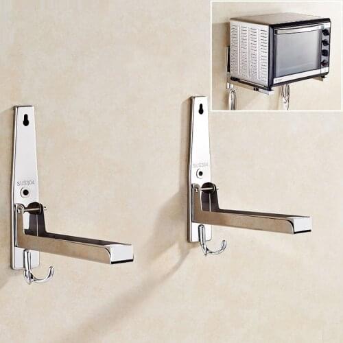 Support Frame Steel Foldable Stretch Shelf Rack Microwave Oven Wall Mount Bracket Stainless Silver Kitchen Shelf