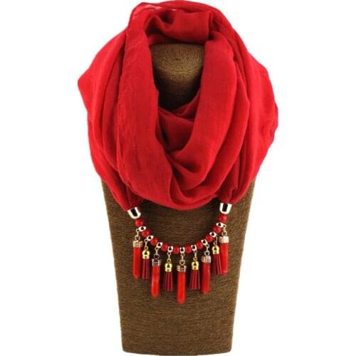 Multi-style Decorative Jewelry Necklace Beads Pendant Scarf Women Soft Foulard Femme Head Scarves Hijab Scarves Accessories