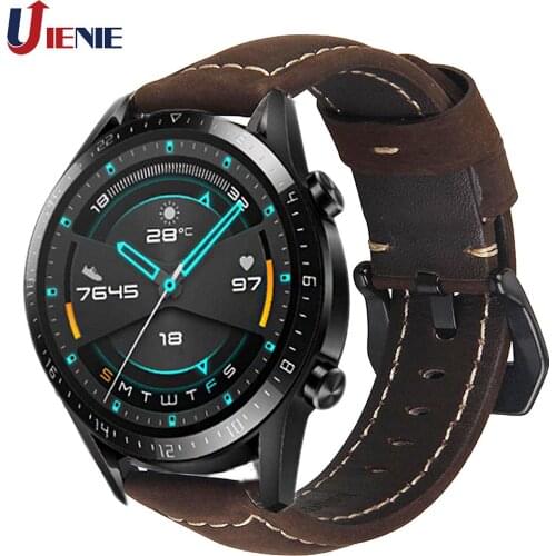 22mm Leather Watchband Strap for Huawei Watch GT /GT 2 /gt 2e /Active Smart Watch Wristband for Huami Amazfit GTR 47mm /gt2 Band