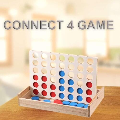 Rubber Wood Connect Blue Red Four In A Row 4 In A Line Board Funny Family Parties Classic Bingo Games Entertainment Travel Games