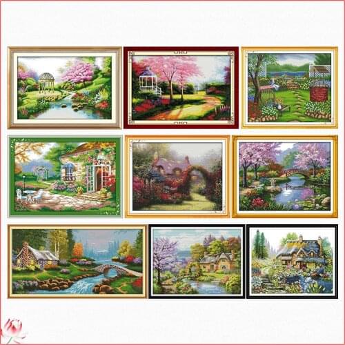 Romantic Garden Pattern Counting and Stamping Cross Stitch Kit 14CT 11CT Chinese Embroidery DIY Needlework Sewing Set Deco Gift