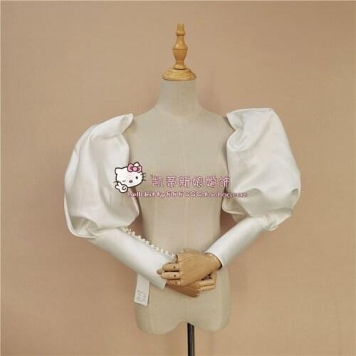 Satin puff sleeve detachable sleeve for wedding dress