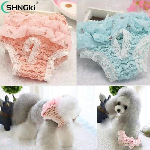 Cute Washable Female Dog Panties Shorts Underwear Edge Pet Trousers Pet Dog Diaper Lace Physiological Pants Sanitary Panties