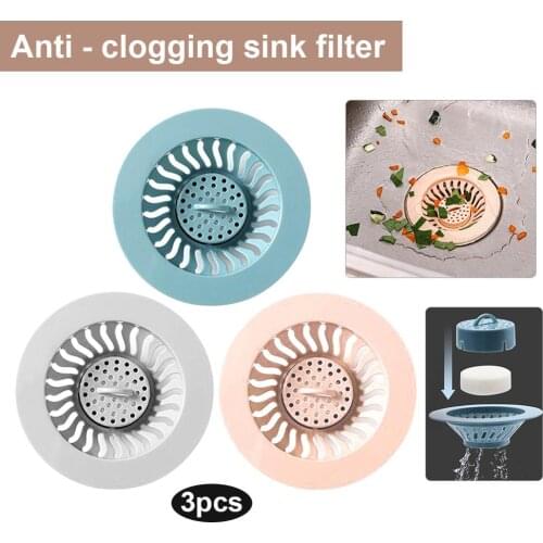 3-Pack Kitchen Filter Drain Plastic Sink Strainer - Clog-Free Stainless Steel Drain Filter Basket Strainer for Kitchen Bathroom