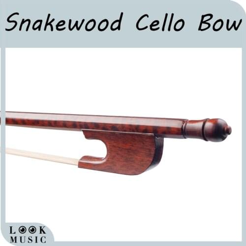 Advanced 4/4 Cello Bow Baroque Style Snakewood Round Stick Mongolian White Horsehair