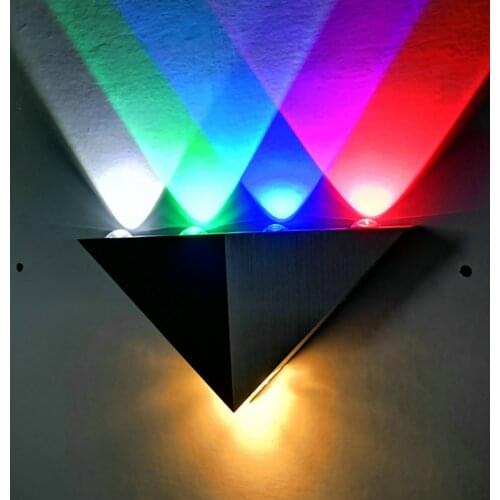 LED Wall Light 3 Lighting Modes Aluminum Triangle Wall Lamp Durable Night Light for Bar/Coffee Shop Indoor Decorative Lighting