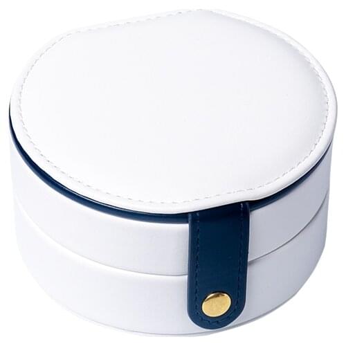 TA MINGREN Hot Sale Oval With Make Up Mirror Storage Box Women Gift Pu Leather Travel Jewelry Organizer White Color