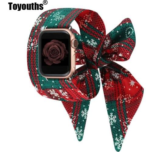 Toyouths Christmas Scarf Band for Apple Watch SE Band 38mm 40mm 42mm 44mm Women Holiday Strap for Apple Watch Series 6 5 4 3 2 1