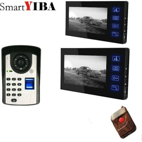 SmartYIBA 2*7" TFT Fingerprint Recognition Password Video Door Phone Intercom Doorbell With Night Vision Security CCTV