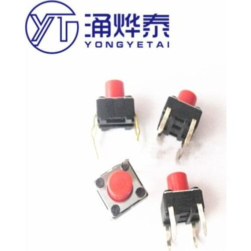 YYT 20pcs Touch 6*6*7 key switch SKHHBYA010 red head 4-pin push-in type point touch micro