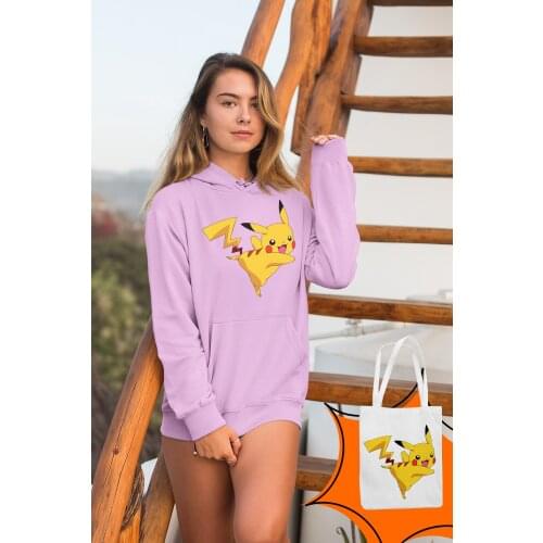Angemiel Wear Pikachu Pink Women 'S Hooded Sweatshirt Bags Kombin