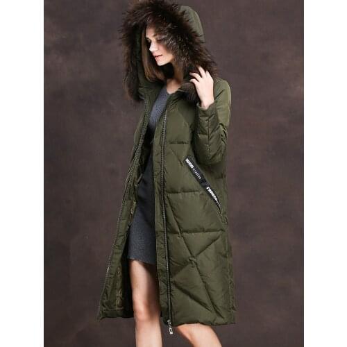 Womens Winter Jacket Real Raccoon Fur Collar Parka Long Jackets for Women Down Coat Chaqueta Mujer MY