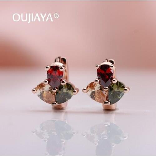 OUJIAYA New 328 Anniversary 585 Rose Gold Dangle Earrings For Women Jewelry Natural Zircon Water Drop Cubic Dangle Earrings 111