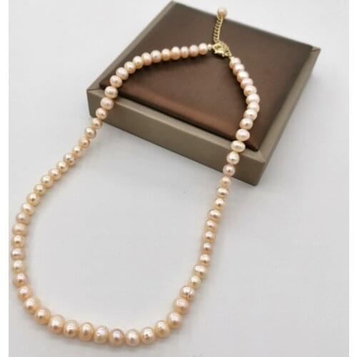6mm Pink Round Freshwater Pearl Necklace 14K Gold Filled Extension Chain Elegant Pearls Beaded Romantic Collier Perles Choker