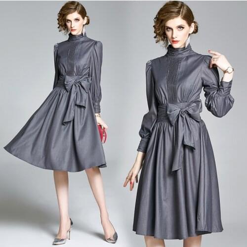 ZUOMAN Women Autumn & Winter Elegant Dress Festa High Quality Office Cocktail Party Robe Femme Vintage Bow Designer Vestidos