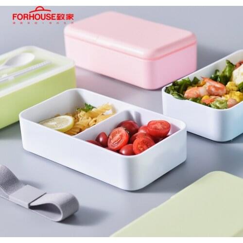 1.2L Portable 2 Layer Lunch Box Food Container Microwavable Oven Bento Portable Leakproof Lunchbox With Spoons Chopsticks
