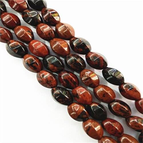 1 Strand/28pcs 14x10mm Wholesale Natural Mahogany Obsidian Hexagon Facet Loose Rice Beads DIY Jewelry Accessories 15.5inch S520