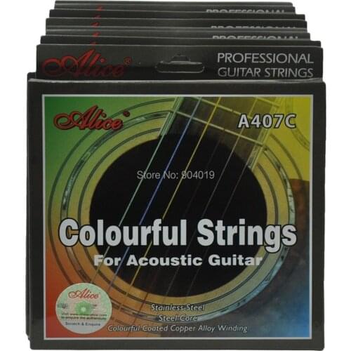 10Sets Alice Colorful Acoustic Guitar Strings Coated Copper Alloy Wound A407C-SL 011
