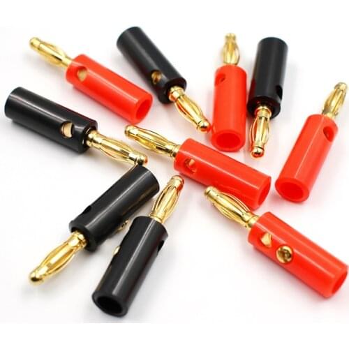 10pcs Lantern Type Audio Speaker Screw Gilt Golden 4mm Black Red Banana Head Fixed Gold-Plated Plug Connectors