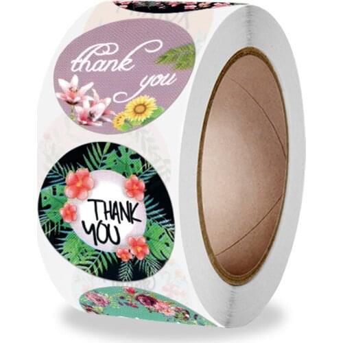 100-500pcs Flower Thank You Stickers Gift Scrapbooking Sealing Stickers Letter Design Birthday Wedding Present Decoration Labels