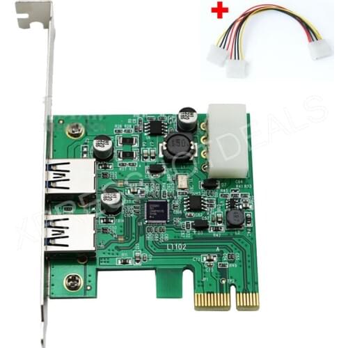 2 Ports USB 3.0 HUB to PCI-E Express Card Adapter w/4 Pin Power Cable