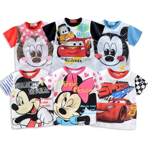 Kids Girl Cars Mickey T Shirt Summer Baby Boy Cotton Tops Toddler Tees Clothes Children Clothing T-shirts Casual Short Sleeve