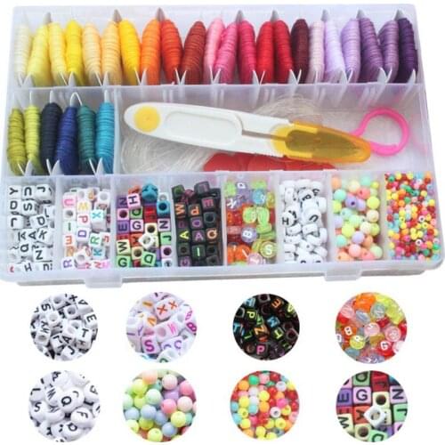 28 Multicolor Embroidery Floss Bracelet Making Beads Kit for Friendship Jewelry