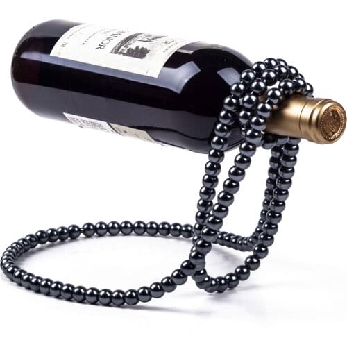 3 Colors Artificial Pearl Suspended Wine Rack Necklace Shape Wine Holder for Home Office Decoration