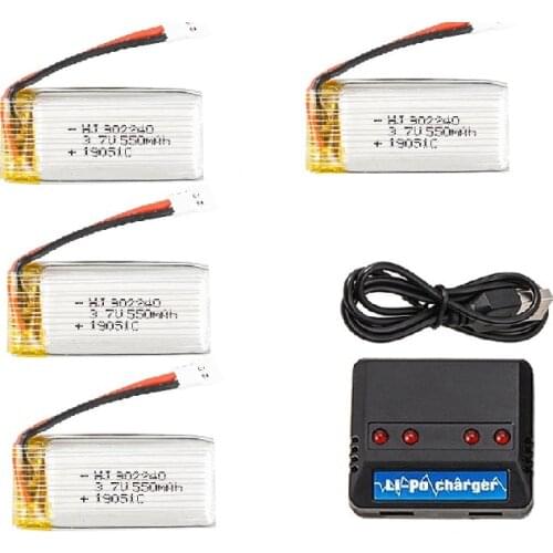 4 in 1 3.7V 550mAh Lithium Battery 902240 Gesture Sensor UFO Aircraft Four Axis Unmanned Aerial Vehicle Battery