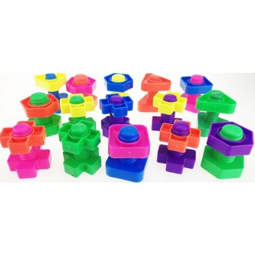 5 set Screw building blocks plastic insert blocks nut shape toys for children Educational Toys montessori scale models