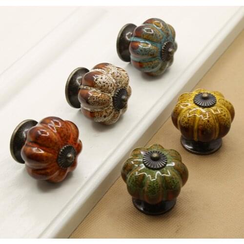 5PC 40MM Pumpkin Ceramic Pull Knobs For Dresser Knob Drawer Cabinet Handle Pulls Kitchen Cupboard Knob Furniture Hardware Handle