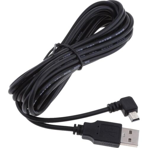Top Quality 5V 2A Mini USB Charger Cable 90 Degree Left for Phone Mp3/4 DVR GPS Charging 3.5M